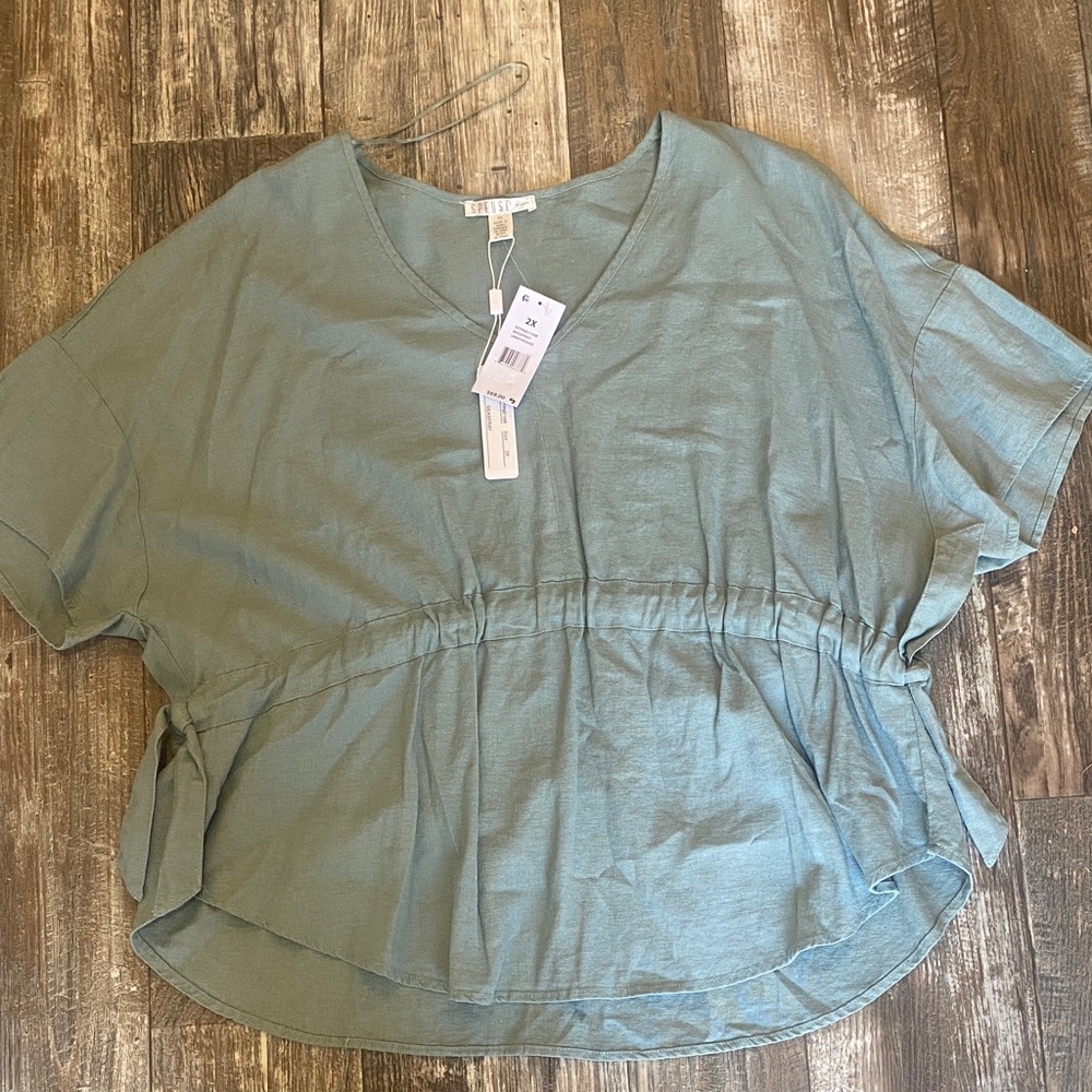 Spense Sage Green Peplum Blouse